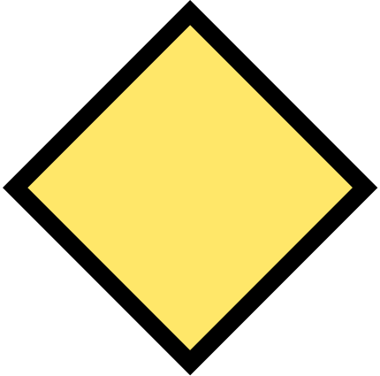  A yellow square tilted 45 degrees.